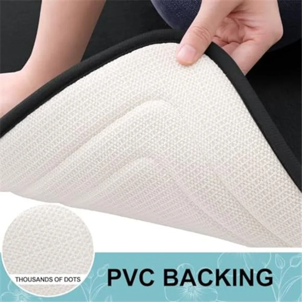 Memory Foam Bath Mat 30x20 Black Non Slip Absorbent Bathroom Rug Soft
